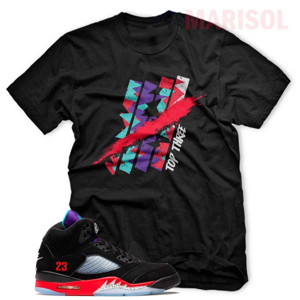 NEW IIIII Shirt For Jordan 5 Top 3 Fire Red Grape